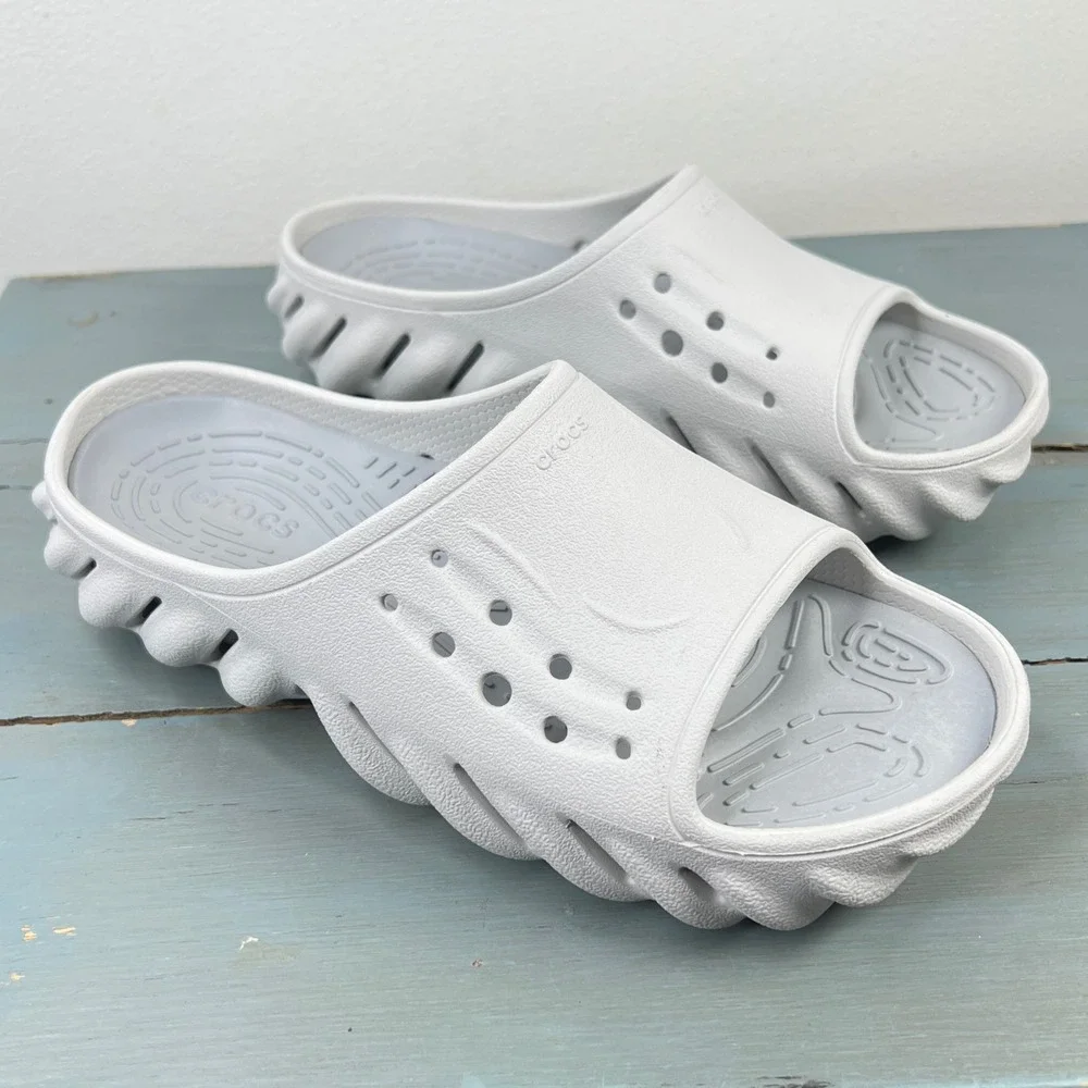 Crocs Echo Slide Light Grey Men 6 Women 8 Sporty Comfort Sandals
